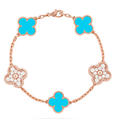 [Clara Jewels] CLOVER 5 MOTIF TURQUOISE BRACELET COLLECTION