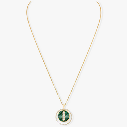 [Clara Jewely]LUCKY MOVE 3 DIAMOND MALACHITE GOLD DIAMOND NECKLACE