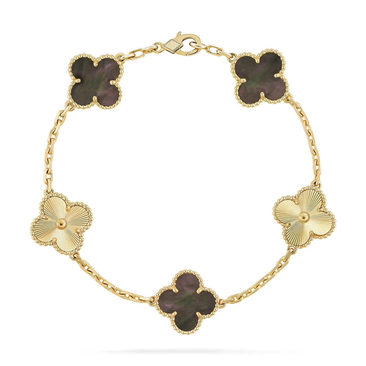 [Clara Jewels] CLOVER 5 MOTIF GRAY MOP BRACELET COLLECTION