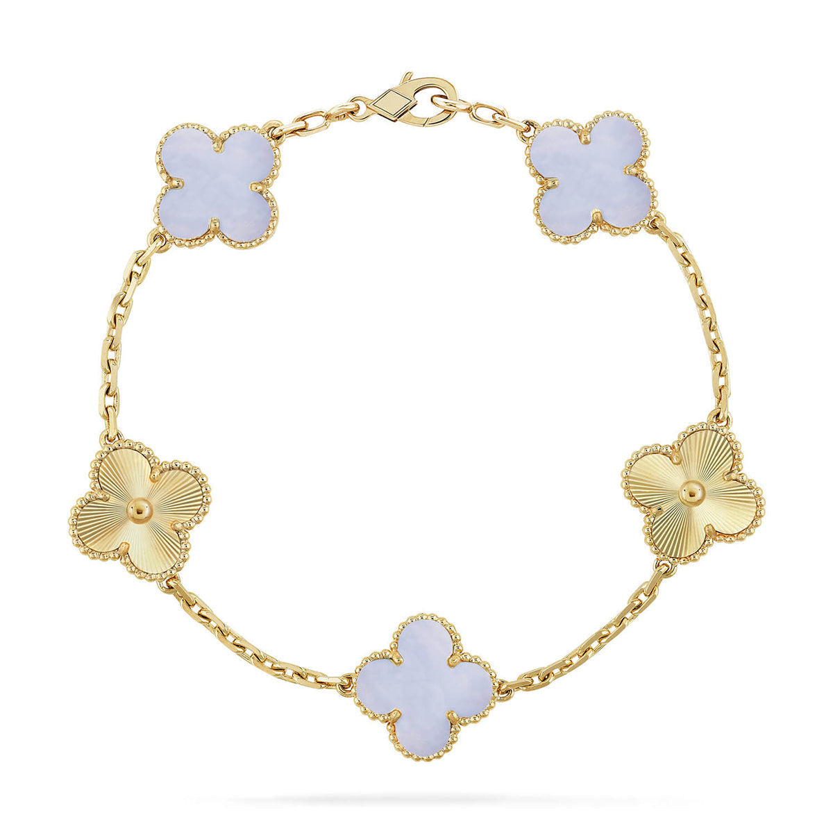 [Clara Jewels] CLOVER 5 MOTIF PURPLE CHALCEDONY BRACELET COLLECTION