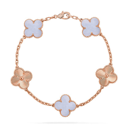 [Clara Jewels] CLOVER 5 MOTIF PURPLE CHALCEDONY BRACELET COLLECTION