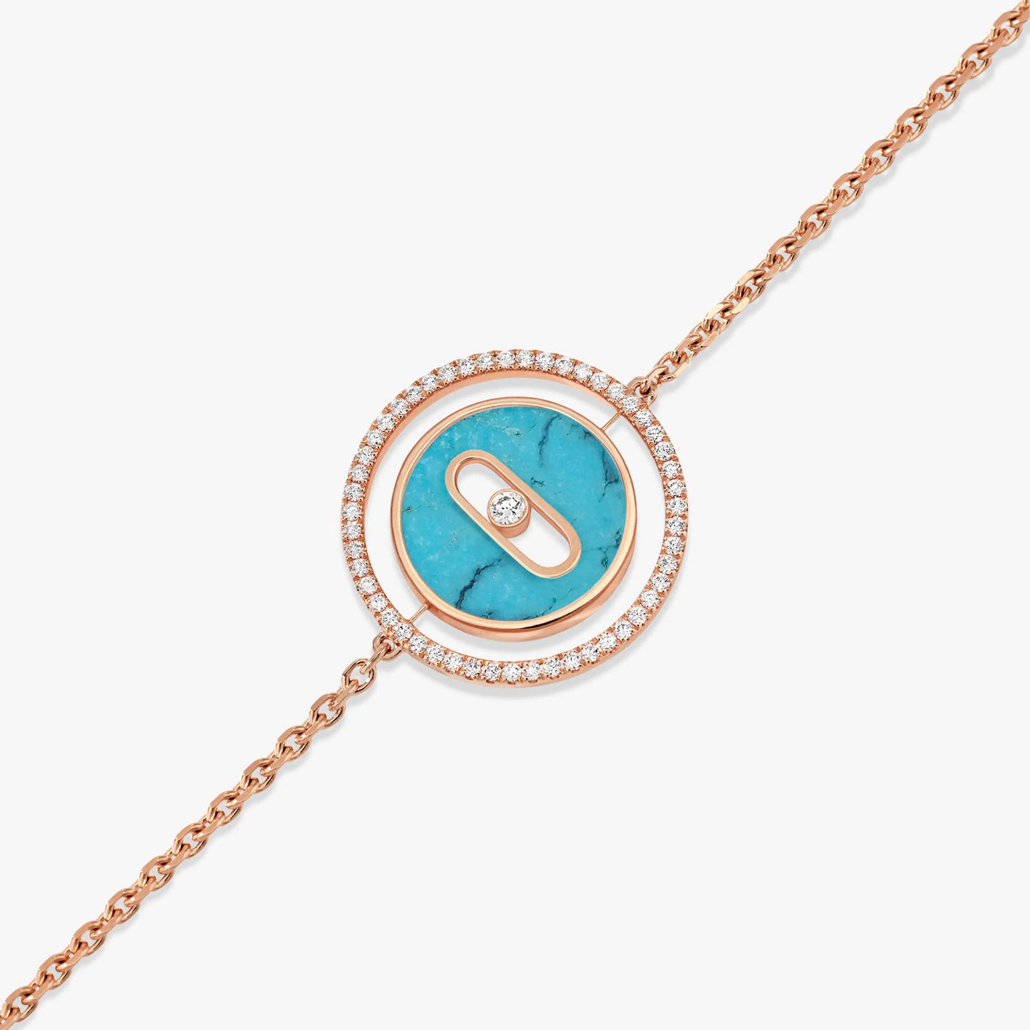 [Clara Jewely]LUCKY MOVE TURQUOISE PINK GOLD DIAMOND BRACELET