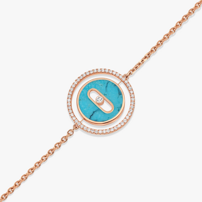 [Clara Jewely]LUCKY MOVE TURQUOISE PINK GOLD DIAMOND BRACELET