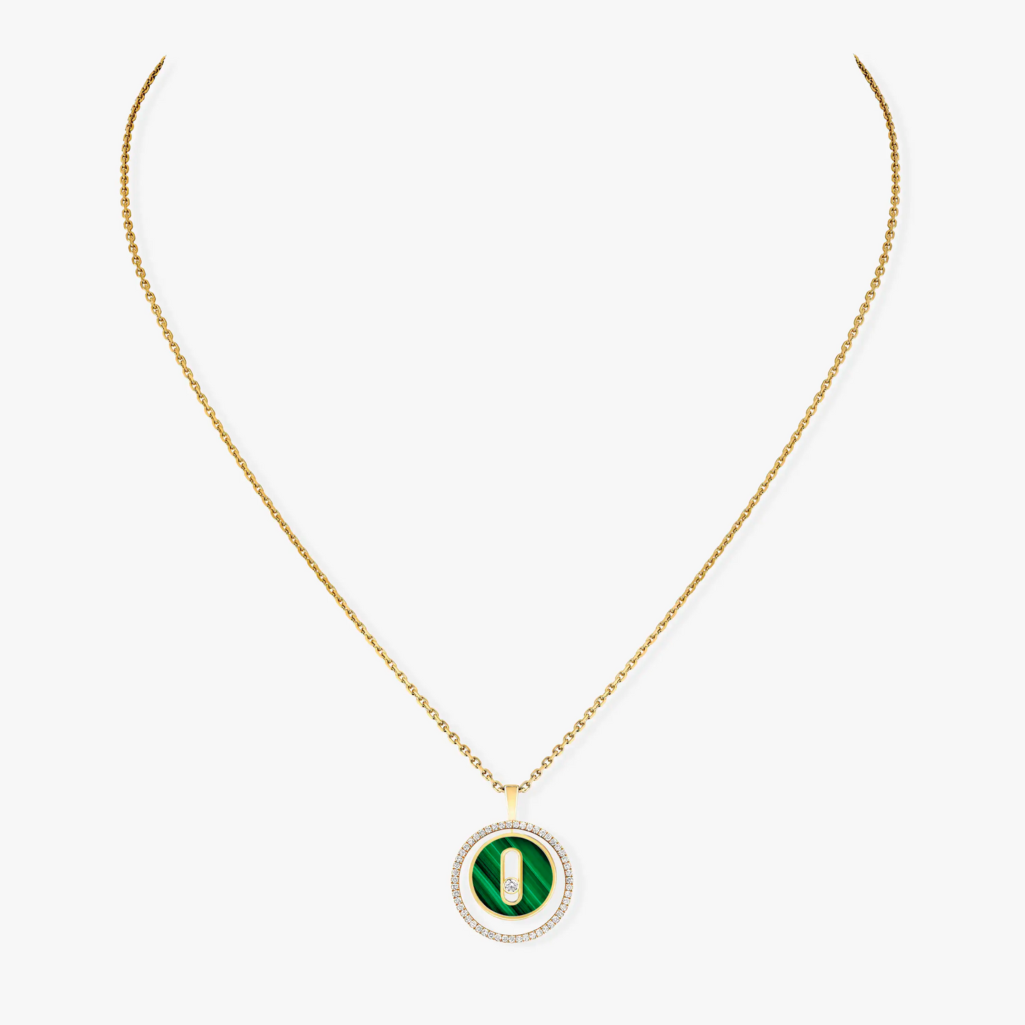 [Clara Jewely]LUCKY MOVE 1 DIAMOND MALACHITE GOLD DIAMOND NECKLACE