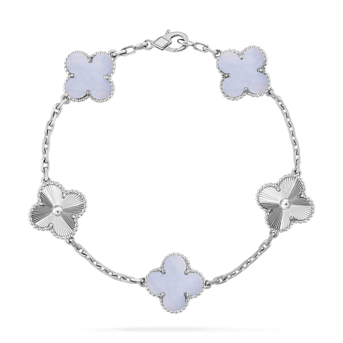[Clara Jewels] CLOVER 5 MOTIF PURPLE CHALCEDONY BRACELET COLLECTION