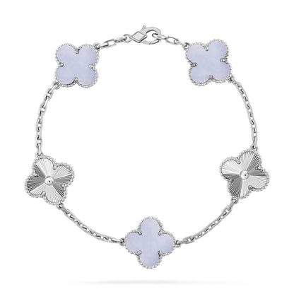 [Clara Jewels] CLOVER 5 MOTIF PURPLE CHALCEDONY BRACELET COLLECTION