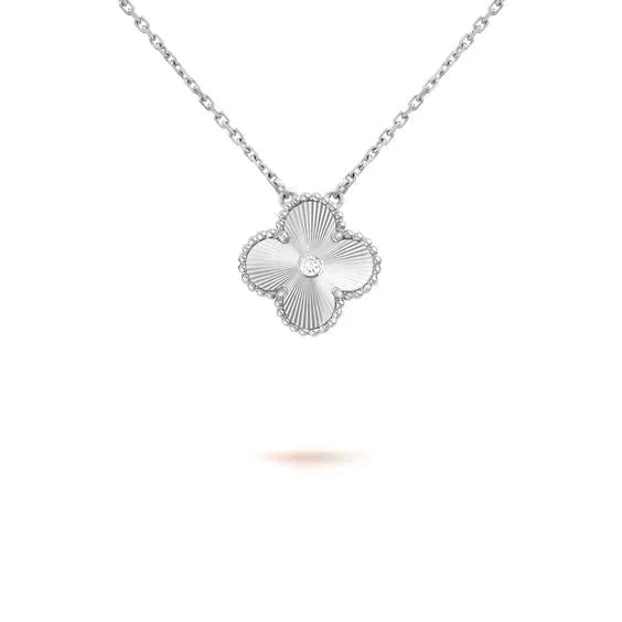 [Clara Jewels]CLOVER  15MM DIAMOND LASER NECKLACE SILVER