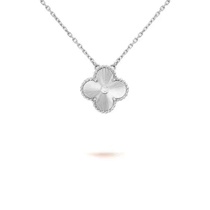 [Clara Jewels]CLOVER  15MM DIAMOND LASER NECKLACE SILVER