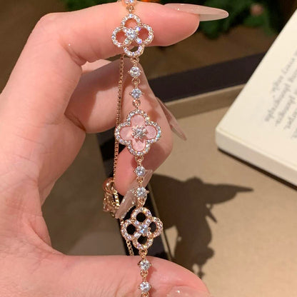 [Clara Jewels]CLOVER 5 MOTIF PINK BLUE RED WHITE BRACELET