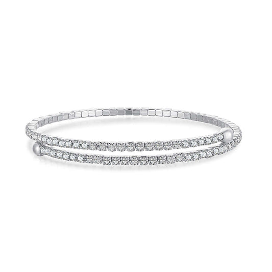 [Clara Jewels]Row of Diamonds Round Fashion Bracelet