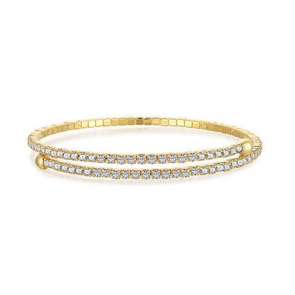 [Clara Jewels]Row of Diamonds Round Fashion Bracelet
