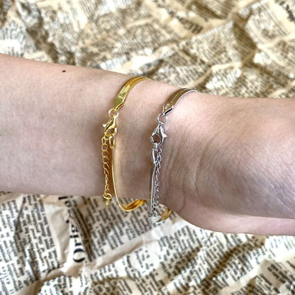 [Clara Jewels]Flat Snake Bone Chain Blade Necklace