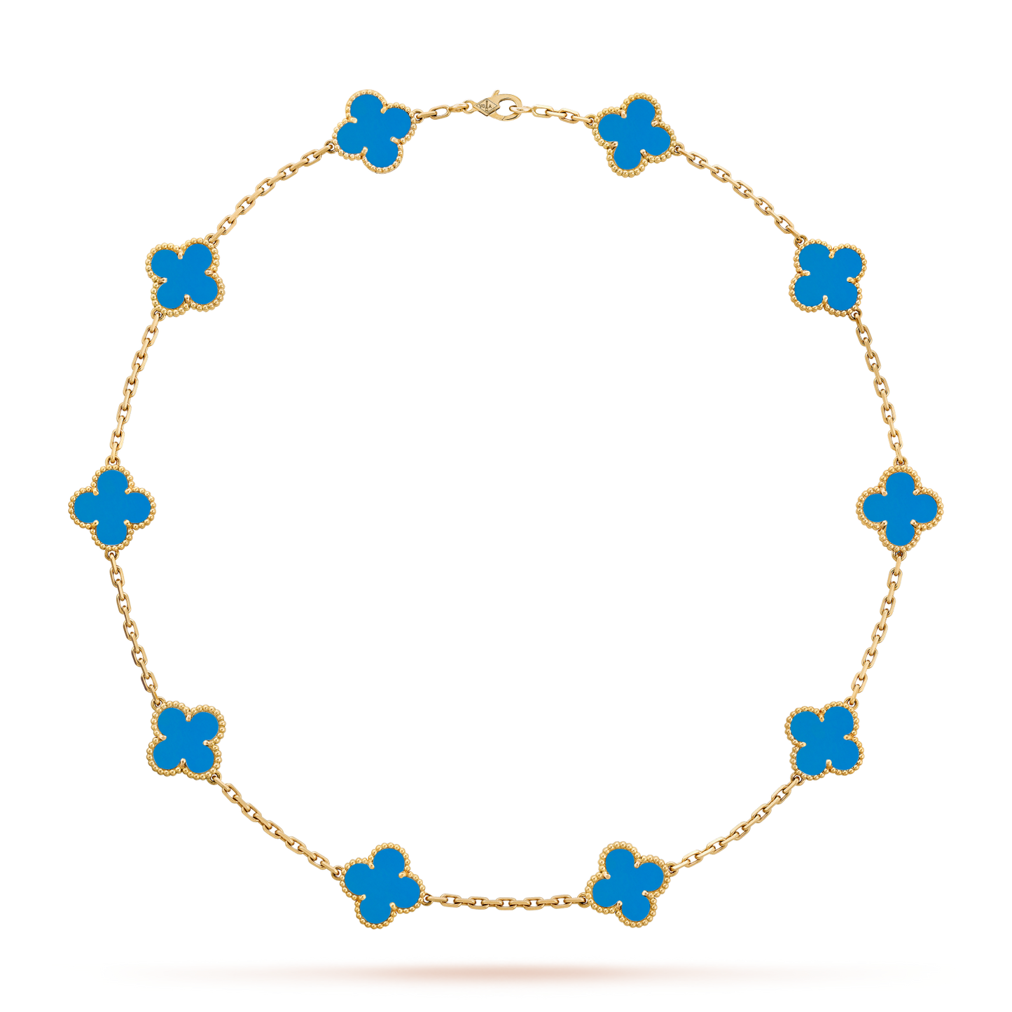 [Clara Jewels]CLOVER 10 MOTIFS BLUE AGATE NECKLACE