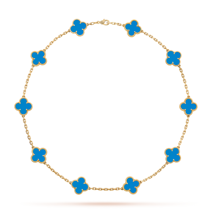 [Clara Jewels]CLOVER 10 MOTIFS BLUE AGATE NECKLACE