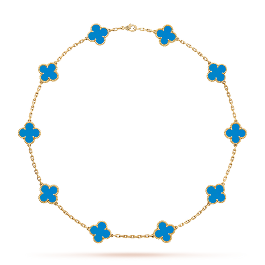 [Clara Jewels]CLOVER 10 MOTIFS BLUE AGATE NECKLACE