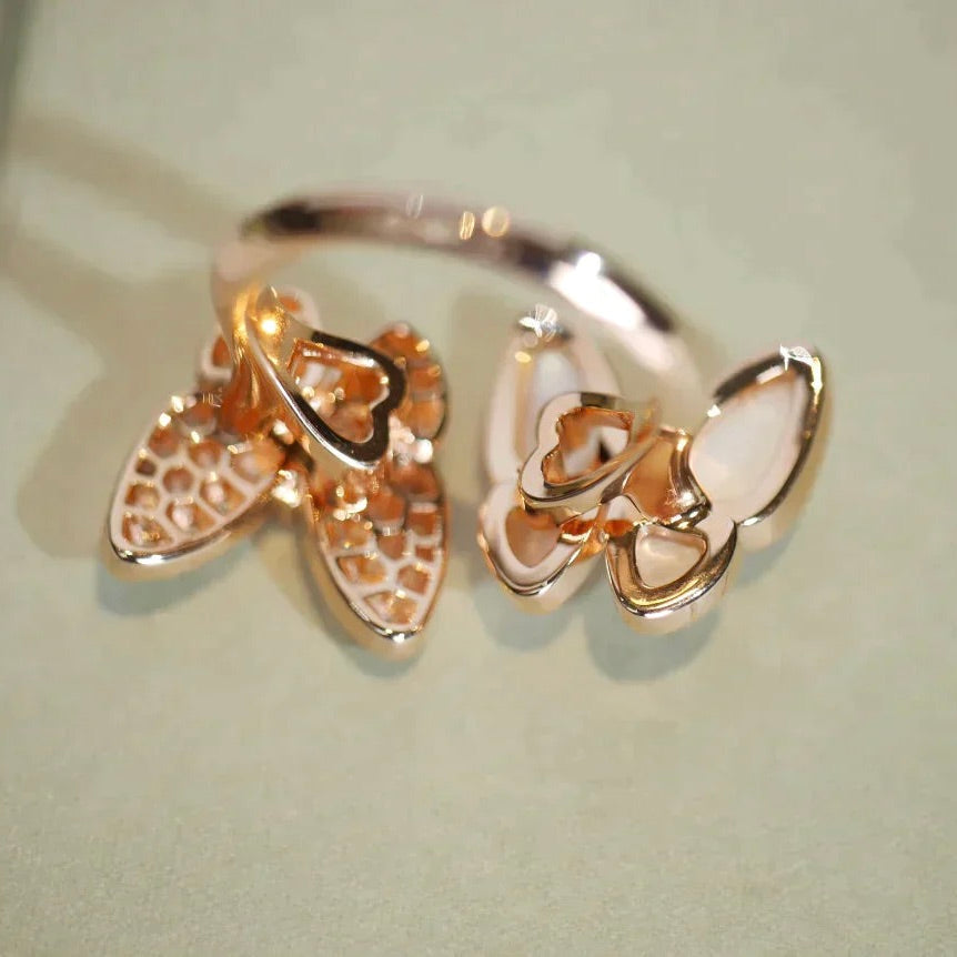 [Clara Jewels]TWIN BUTTERFLY DIAMOND MOP RING