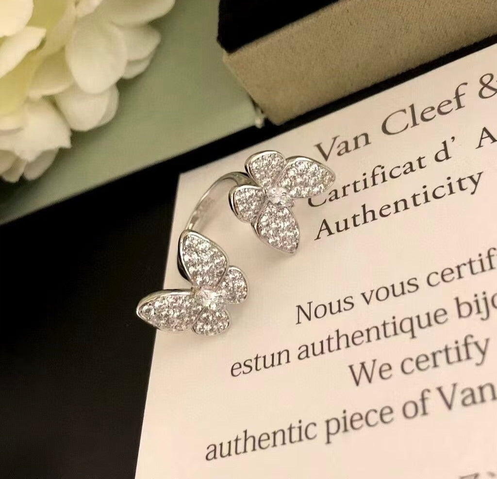 [Clara Jewels]TWIN SILVER BUTTERFLY DIAMOND RING