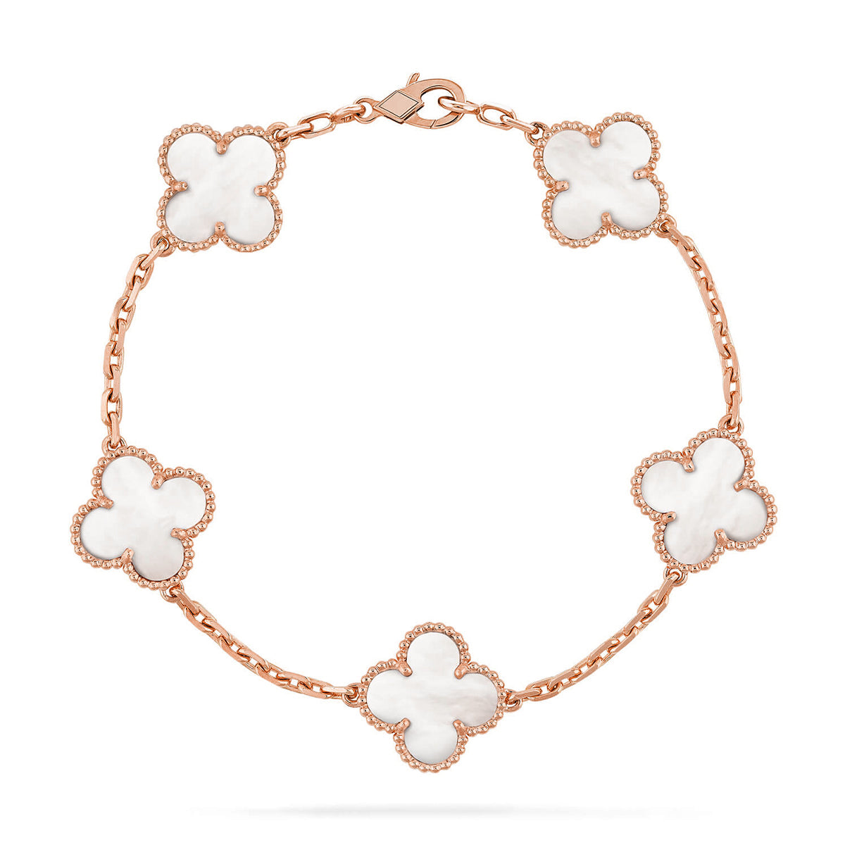[Clara Jewels]CLOVER WHITE PEARL MOP 5 MOTIF BRACELET COLLECTION