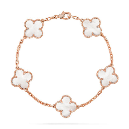 [Clara Jewels]CLOVER WHITE PEARL MOP 5 MOTIF BRACELET COLLECTION