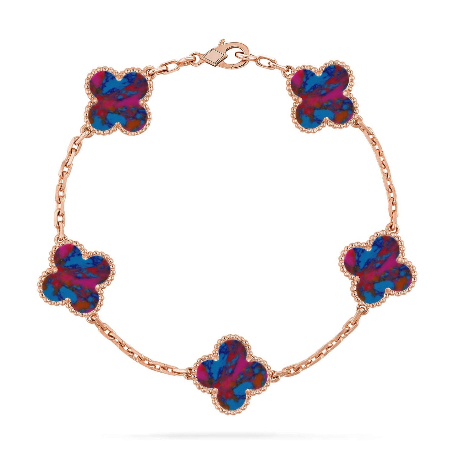 [Clara Jewels]CLOVER 5 MOTIF COLOR GEMSTONES BRACELET COLLECTION