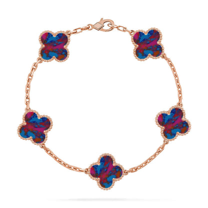[Clara Jewels]CLOVER 5 MOTIF COLOR GEMSTONES BRACELET COLLECTION