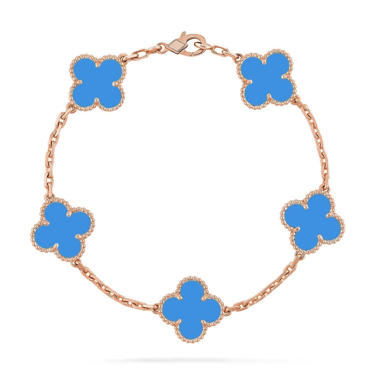 [Clara Jewels] CLOVER 5 MOTIF BLUE AGATE BRACELET COLLECTION