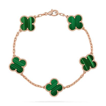 [Clara Jewels] CLOVER 5 MOTIF MALACHITE BRACELET COLLECTION