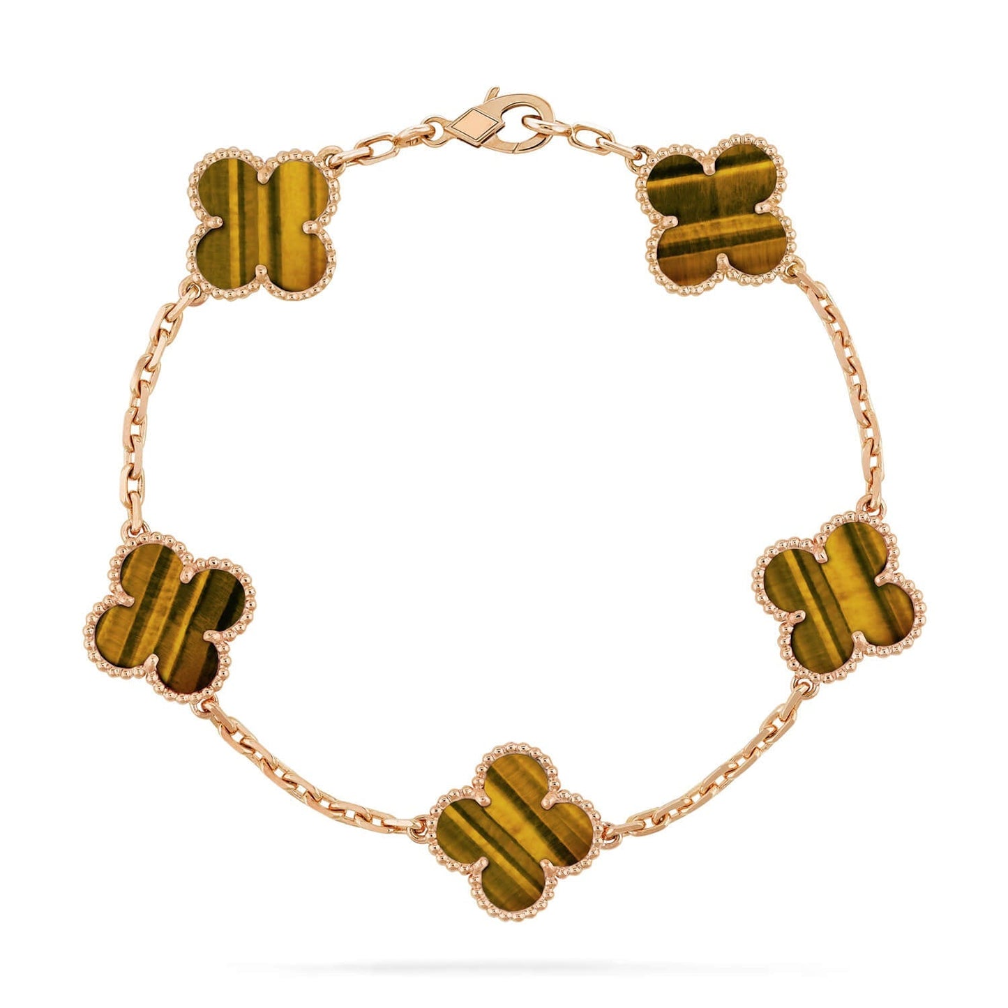 [Clara Jewels] CLOVER 5 MOTIFS TIGER EYE BRACELET COLLECTION