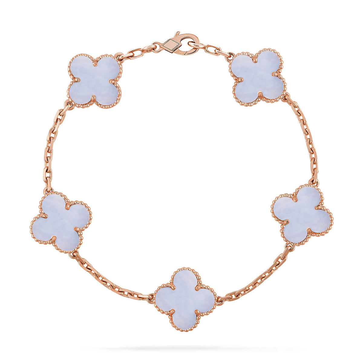 [Clara Jewels] CLOVER 5 MOTIF PURPLE CHALCEDONY BRACELET COLLECTION