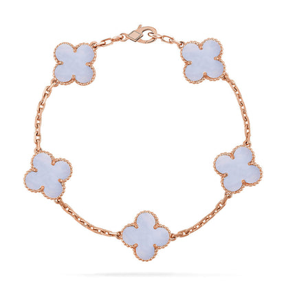 [Clara Jewels] CLOVER 5 MOTIF PURPLE CHALCEDONY BRACELET COLLECTION