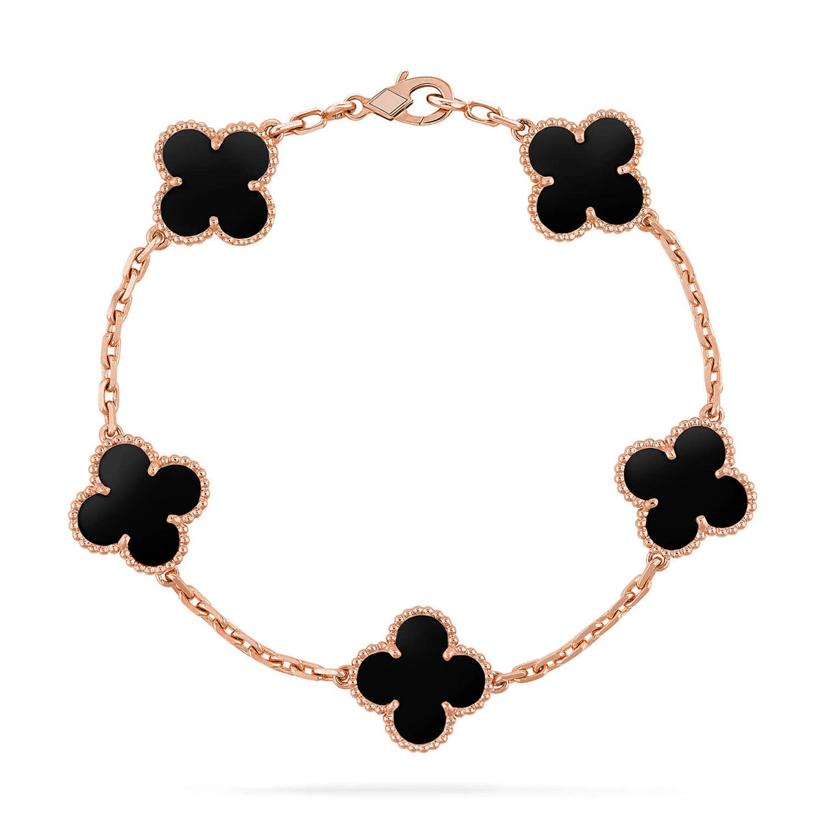 [Clara Jewels] CLOVER 5 MOTIF ONYXS BRACELET COLLECTION