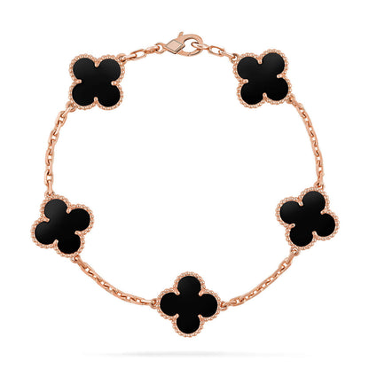 [Clara Jewels] CLOVER 5 MOTIF ONYXS BRACELET COLLECTION