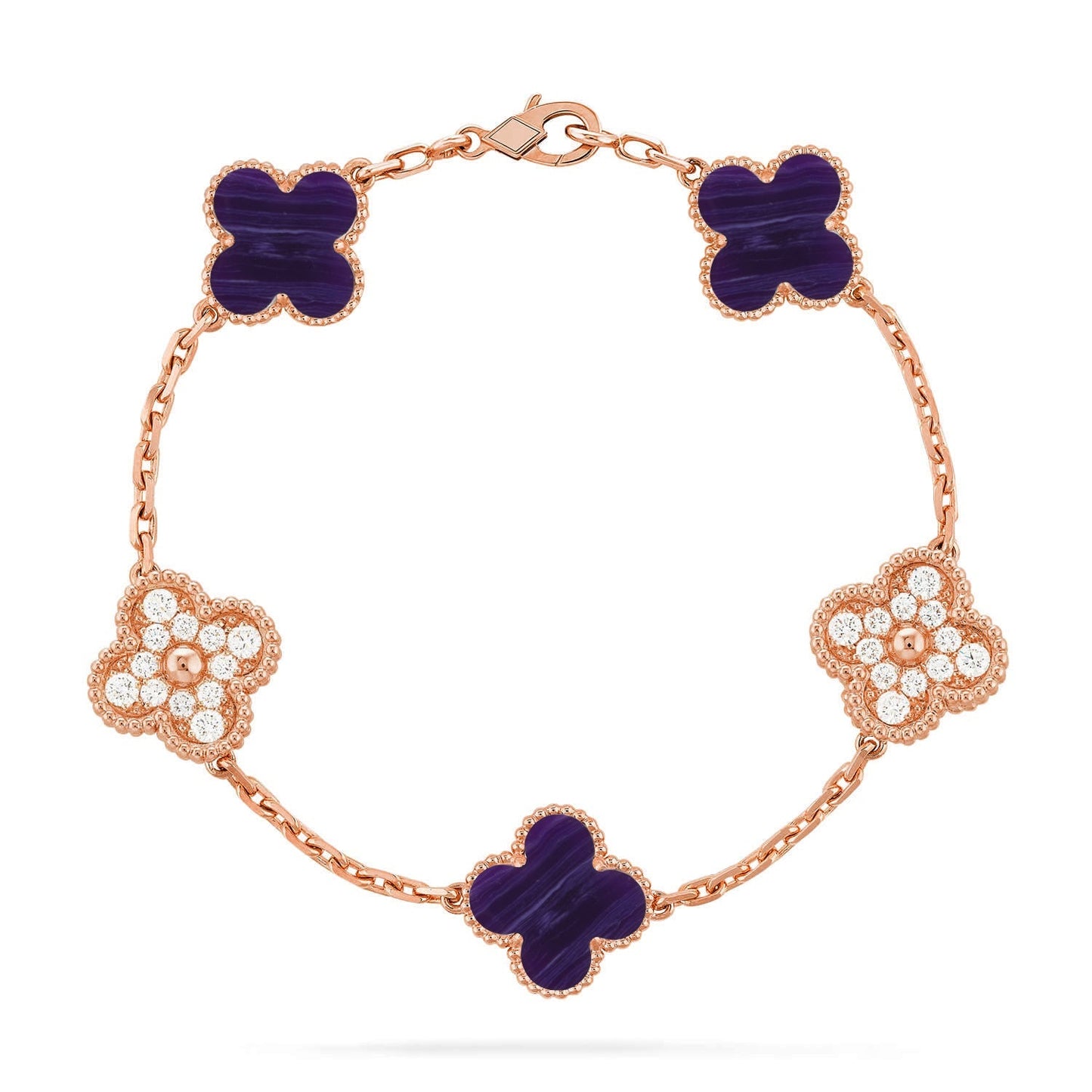 [Clara Jewels]CLOVER 5 MOTIF PURPLE STRIPES BRACELET COLLECTION