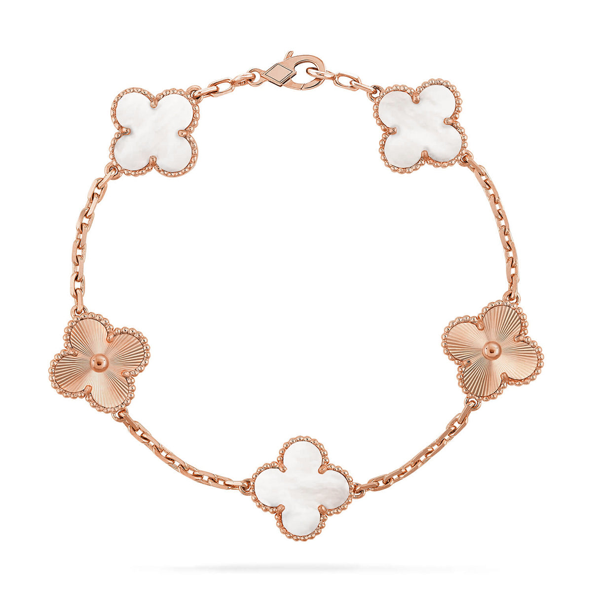 [Clara Jewels]CLOVER WHITE PEARL MOP 5 MOTIF BRACELET COLLECTION
