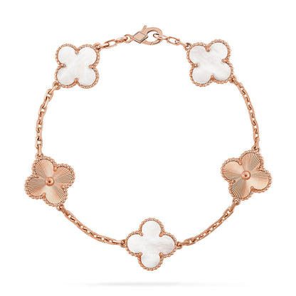 [Clara Jewels]CLOVER WHITE PEARL MOP 5 MOTIF BRACELET COLLECTION