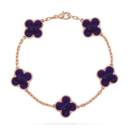 [Clara Jewels]CLOVER 5 MOTIF PURPLE STRIPES BRACELET COLLECTION