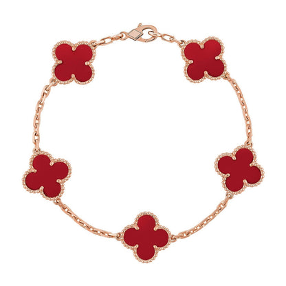 [Clara Jewels] CLOVER 5 MOTIF RED CORNELIAN BRACELET COLLECTION