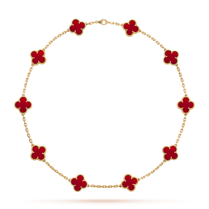 [Clara Jewels]CLOVER 10 MOTIFS CARNELIAN NECKLACE