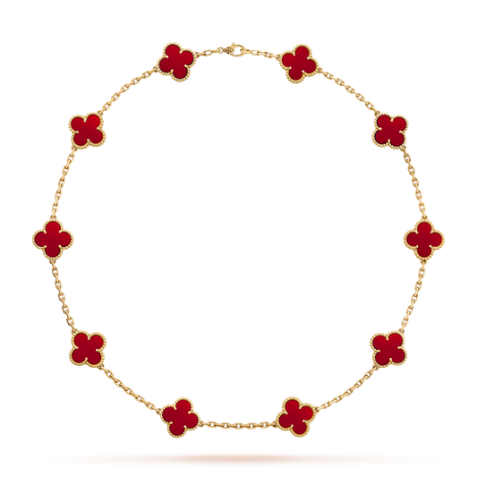 [Clara Jewels]CLOVER 10 MOTIFS CARNELIAN NECKLACE