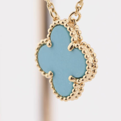 [Clara Jewels]CLOVER 15MM VINTAGE TURQUOISE NECKLACE