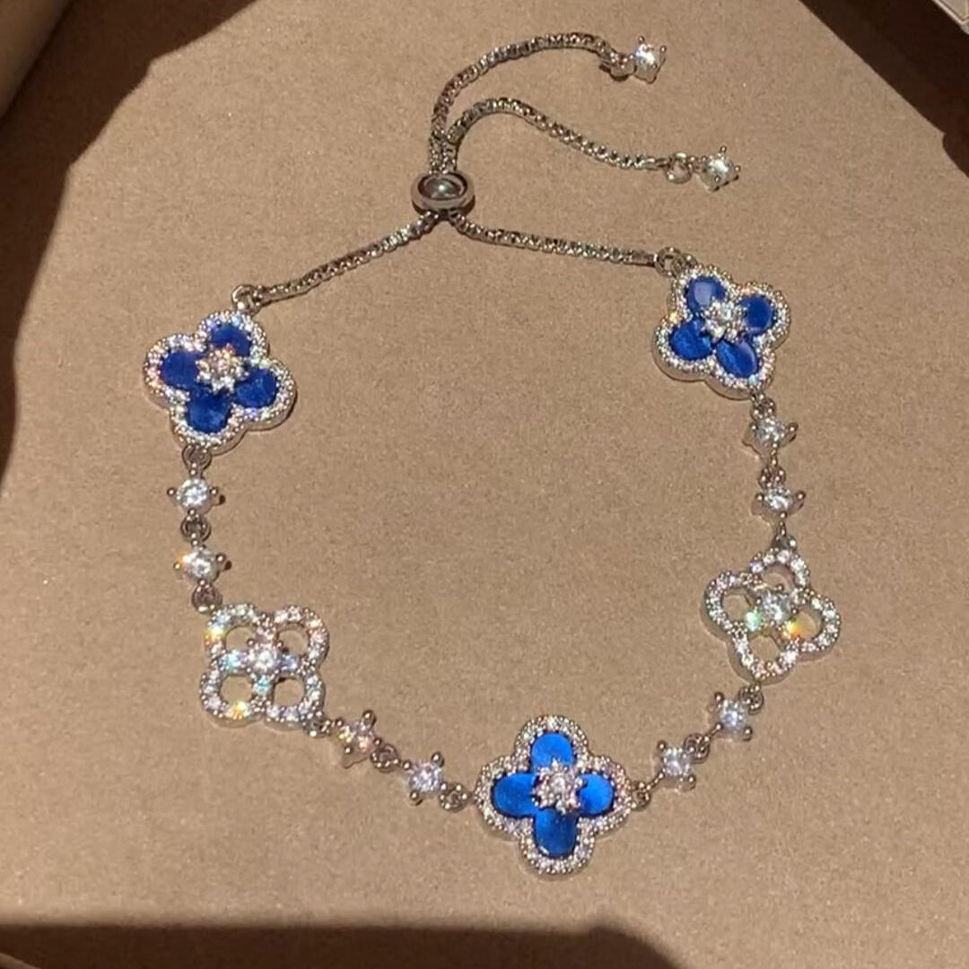 [Clara Jewels]CLOVER 5 MOTIF PINK BLUE RED WHITE BRACELET