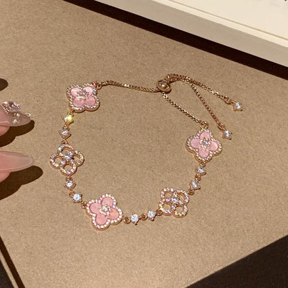 [Clara Jewels]CLOVER 5 MOTIF PINK BLUE RED WHITE BRACELET