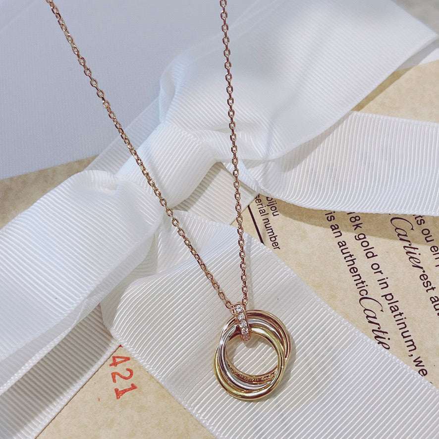 [Clara Jewels]TRINITY NECKLACE GOLD  DIAMONDS