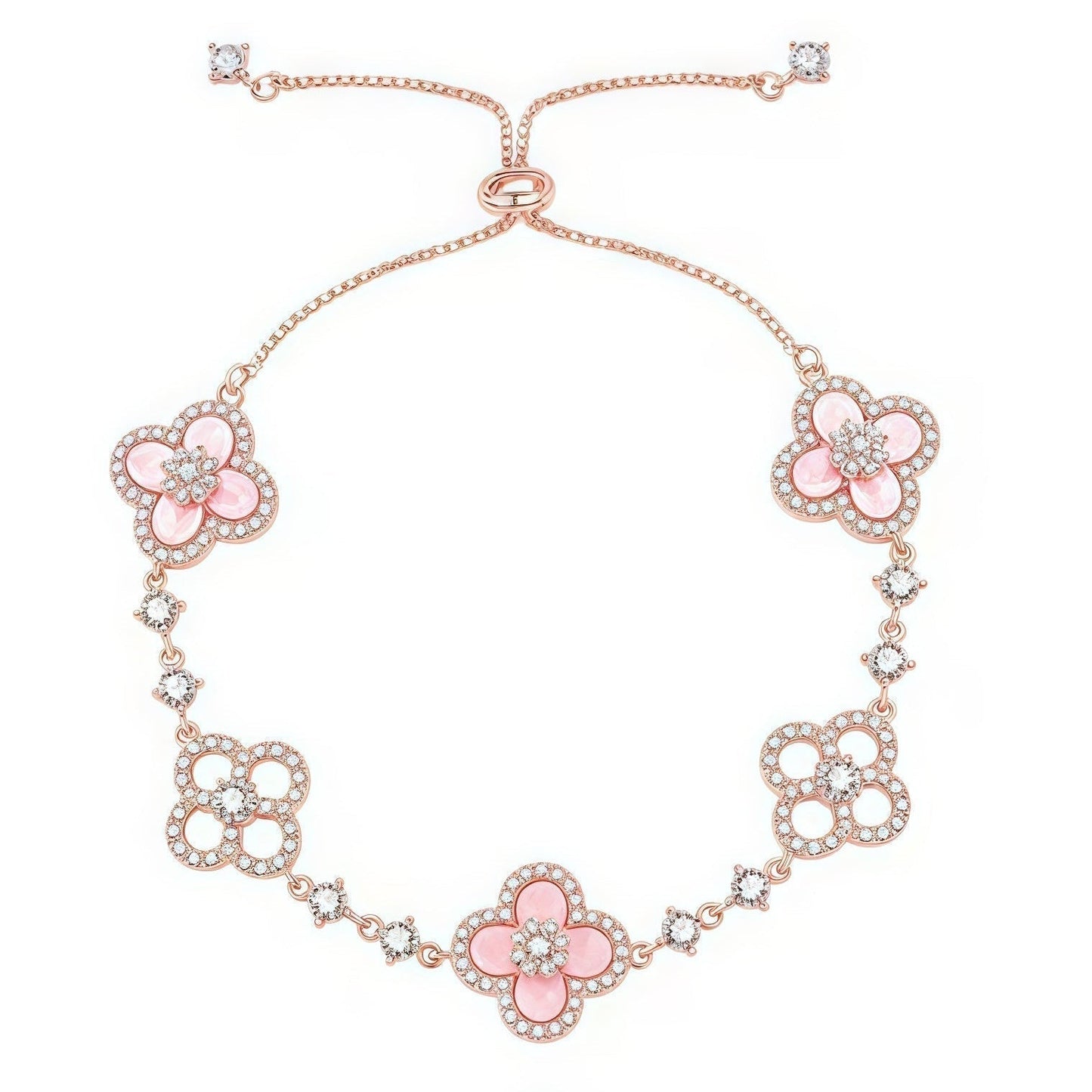 [Clara Jewels]CLOVER 5 MOTIF PINK BLUE RED WHITE BRACELET