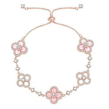 [Clara Jewels]CLOVER 5 MOTIF PINK BLUE RED WHITE BRACELET