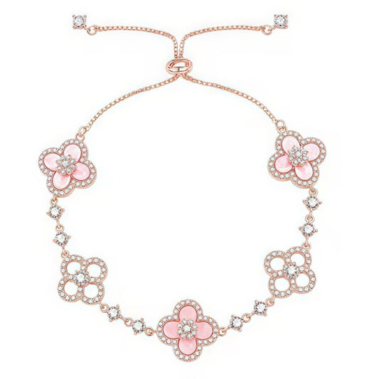 [Clara Jewels]CLOVER 5 MOTIF PINK BLUE RED WHITE BRACELET