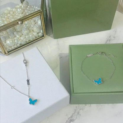 [Clara Jewels]BUTTERFLY TURQUOISE BUTTERFLY BRACELET SILVER