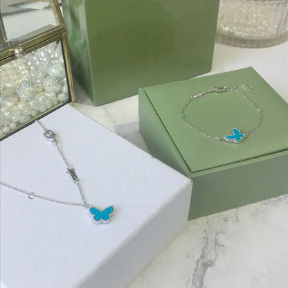 [Clara Jewels]BUTTERFLY TURQUOISE BUTTERFLY BRACELET SILVER