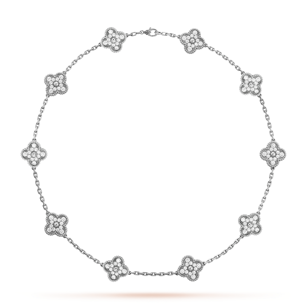[Clara Jewels]CLOVER 10 MOTIFS DIAMOND NECKLACE
