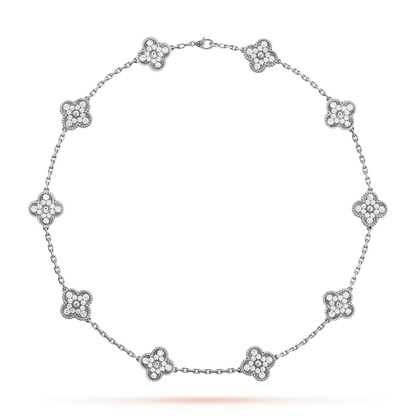 [Clara Jewels]CLOVER 10 MOTIFS DIAMOND NECKLACE